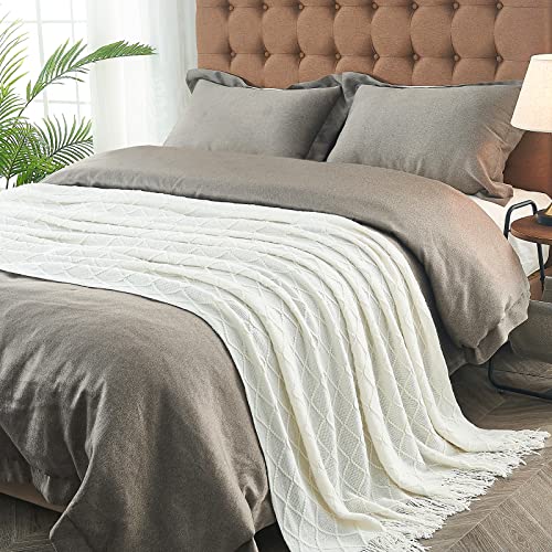 Boho Knit Throw Blanket with Tassel