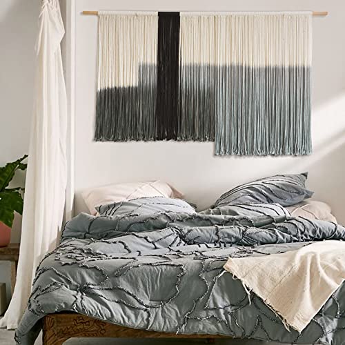 Boho Macrame Wall Hanging Large Dip Dye Tapestry Fiber Wall Art for Living Room Bedroom 59''Wx35'
