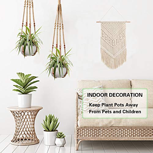 Augshy 2 Pcs Plant Hangers Hanging Plant Holder for Indoor Outdoor Decor Macrame Hanging Planter Basket with 4 Hooks(35 Inch)
