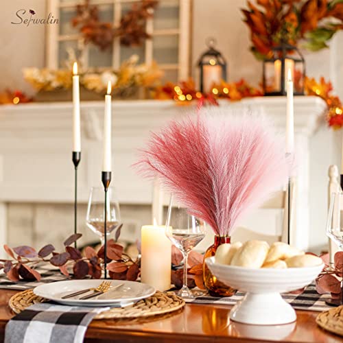 Faux Pampas Grass 17.7 Inch 6Pcs, Artificial Small Pampas Grass Decor