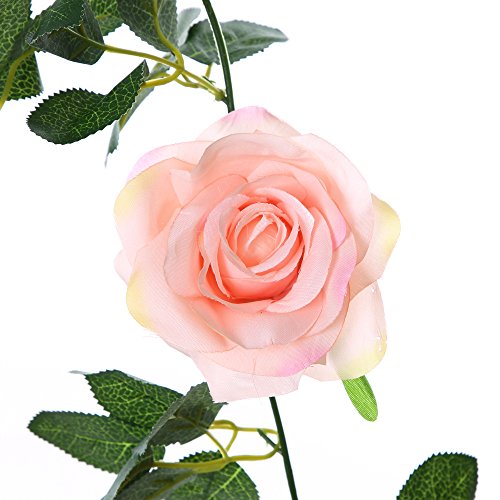 Felice Arts 2 Pack Pink Artificial Floral Garland 13 FT Fake Rose Vine Hanging Rose Garland for Valentine's Day Wedding Flowers Table Centerpiece Arrangement Room Baby Shower Teepee Mirror Decor