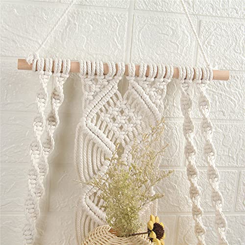 Hiuxume Macrame Wall Hanging Shelf Bohemian for Bedroom - Woven Rope Macrame Wall Art as Boho Bathroom Shelf Decor - Plant Hanger with Crochet Wall Hangings