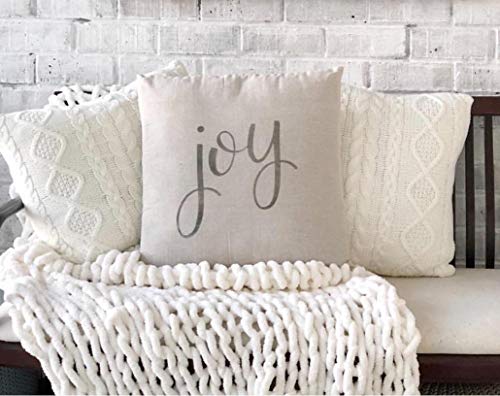 Decorative Knit Throw Pillow Cover Chiristmas Farmhouse Sweater Square Warm Cushion Cover for Couch, Bed, Home Accent Decor (Cream, (18x18 inches(45x45cm))