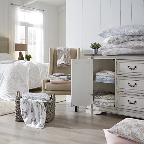 Laura Ashley Home - King Sheets, Cotton Flannel Bedding Set, Brushed for Extra Softness & Comfort (Victoria, King)