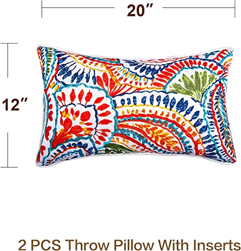 JMGBird Outdoor Pillows Waterproof Set of 2 Outdoor Lumbar Pillows with Insert Included 12×20 Inch Outdoor Pillow for Patio Furniture