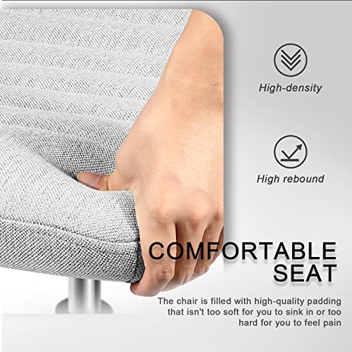 LEMBERI Fabric Padded Desk Chair No Wheels, Armless Wide Swivel,120° Rocking Mid Back Ergonomic Computer Task Vanity Chairs for Office, Home, Make Up,Small Space, Bed Room,Gray