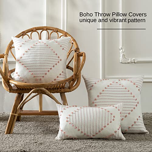 Boho Tufted Pillow Covers 18x18 Set of 2 - Modern Accent for Home