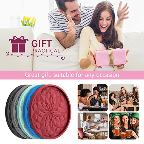 Silicone Coasters [6 Pack] with Holder - Cup Mat for Hot or Cold Drinks, Non-Slip, Non-stick