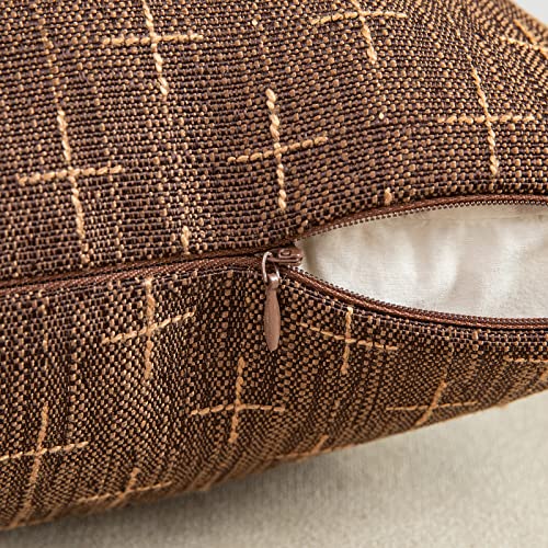 Burlap Linen Throw Pillow Covers, Pack of 2, Modern Farmhouse Rustic Woven Textured Cushion Cover