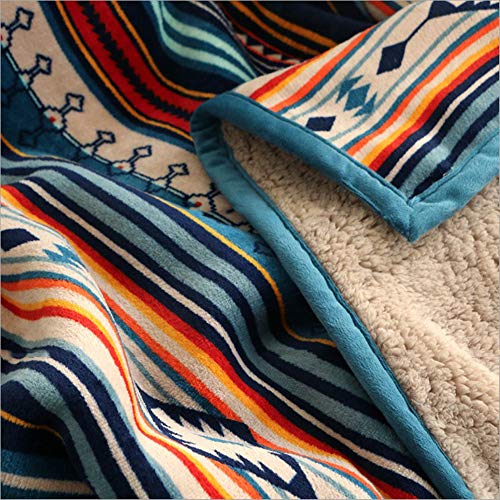 Boho Sherpa Throw 60'' x 50'' Soft Plush Flannel Throw Blankets for Bed/Couch/Sofa/HomeOffice