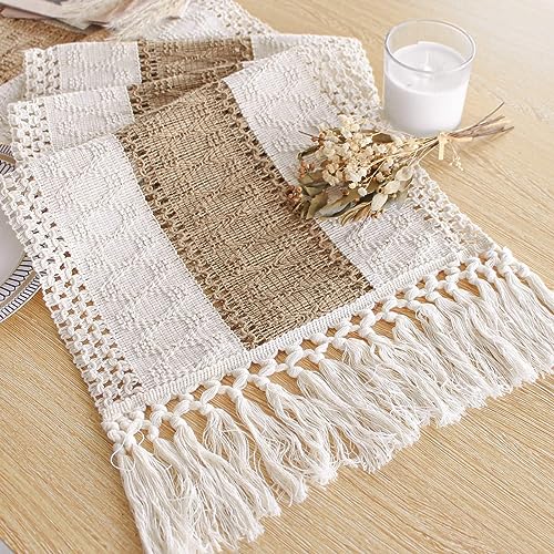 Rustic Boho Macrame Table Runner - 72 Inches Long with Tassels - Ideal for Home Decor, Dining, and Bedroom