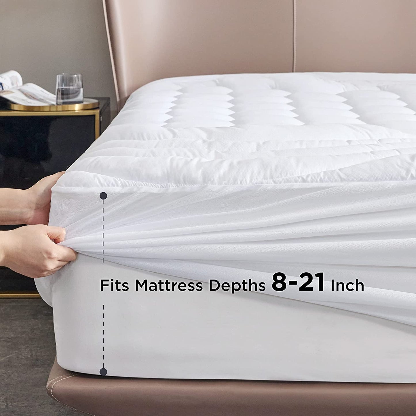 Bedsure Queen Size Mattress Pad - Soft Mattress Cover Padded, Quilted Fitted Mattress Protector with 8-21" Deep Pocket, Breathable Fluffy Pillow Top, White, 60x80 Inches