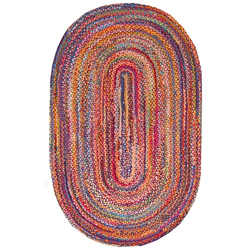 nuLOOM Tammara Bohemian Hand Braided Area Rug, 5' x 8', Multi Color, Oval, 0.35" Thick