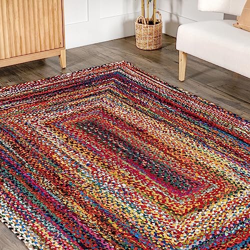 nuLOOM Tammara Bohemian Hand Braided Area Rug, 5' x 8', Multi Color, Oval, 0.35" Thick