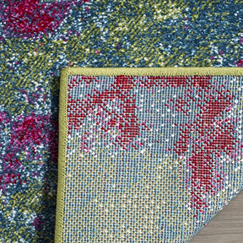 Boho Chic Abstract Area Rug, 5'1" x 7'7", Pink & Multi, Non-Shedding & Easy Care