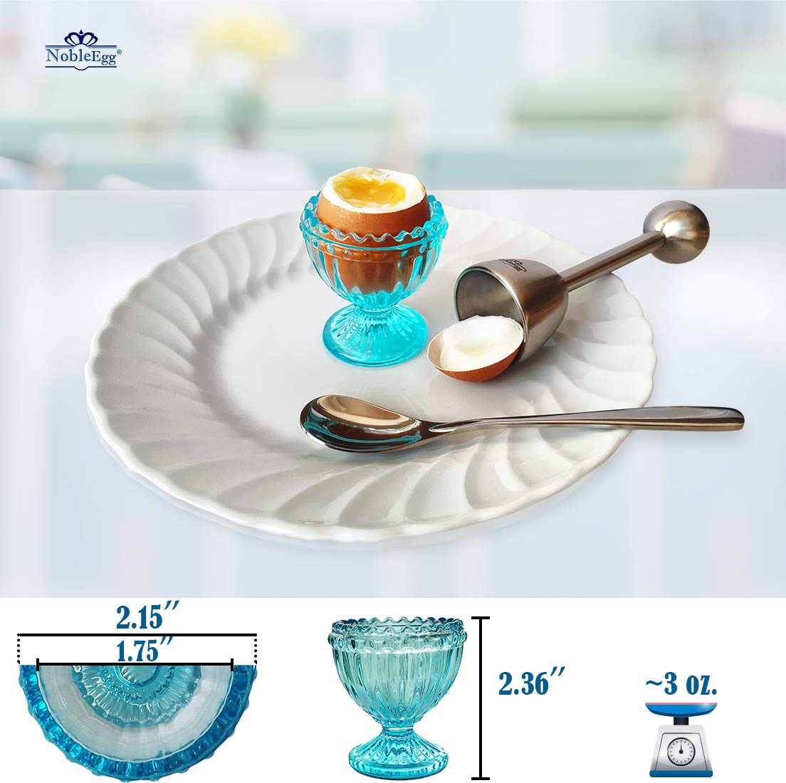 NobleEgg Antique Style Egg Cups for Soft Boiled Eggs | Set of 4 | Egg Timer Pro | 18/10 Egg Spoons | Egg Topper | Premium Gift/Storage Box