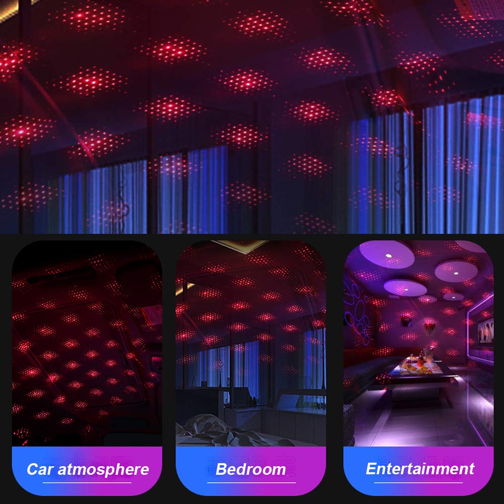 BAILONGJU USB Night Light, Star Projector Night Light, Adjustable Romantic red Interior Car Lights, Bending Freely Portable Auto Roof Lights Decoration for Car, Ceiling, Bedroom, Party