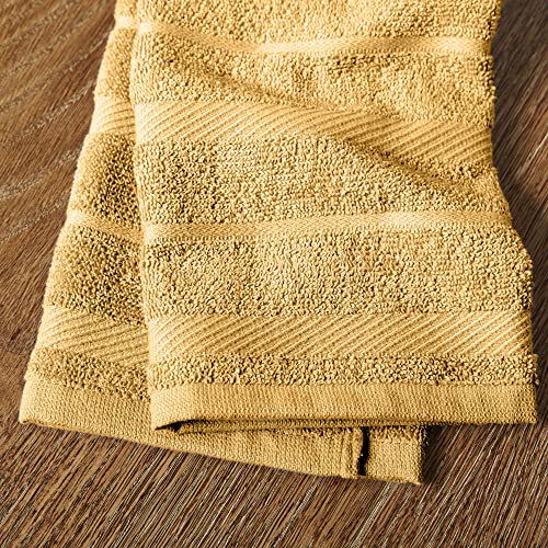 KitchenAid Albany Kitchen Towel 4-Pack Set, Orange Sorbet,Cotton, Yellow/White, 16"x26"