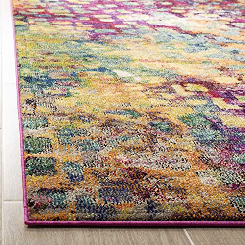 Boho Chic Abstract Area Rug, 5'1" x 7'7", Pink & Multi, Non-Shedding & Easy Care