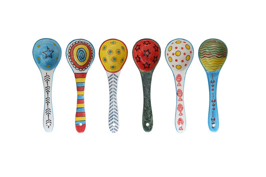 heart & home Ceramic Spoons Set of 6, Soup Spoons, Ceramic Spoons for Soup, 6-1/2" L, Multicolor