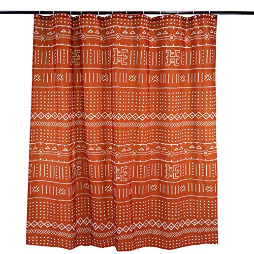 YoKii Mudcloth Fabric Shower Curtain, 72-Inch Ethnic African Inspired Big Arrow Boho Bathroom Shower Curtain Sets Mud Cloth Decor, Heavy Weighted & Waterproof (Rusty Red, 72 x 72)