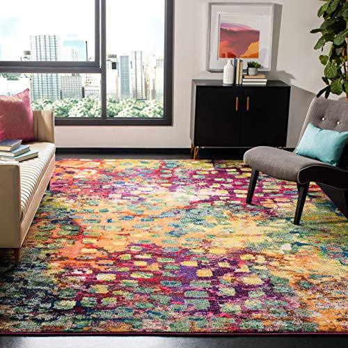 Boho Chic Abstract Area Rug, 5'1" x 7'7", Pink & Multi, Non-Shedding & Easy Care
