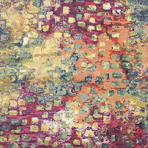 SAFAVIEH Monaco Collection Area Rug - 5'1" x 7'7", Pink & Multi, Boho Chic Abstract Watercolor Design, Non-Shedding & Easy Care, Ideal for High Traffic Areas in Living Room, Bedroom (MNC225D)