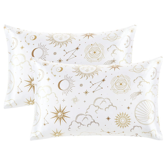 Moon Satin Pillowcase for Hair and Skin - Queen Size Set of 2