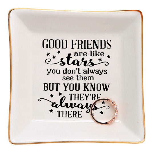 Boho Friends Trinket Dish Jewelry Tray - "Good Friends are Like Stars"