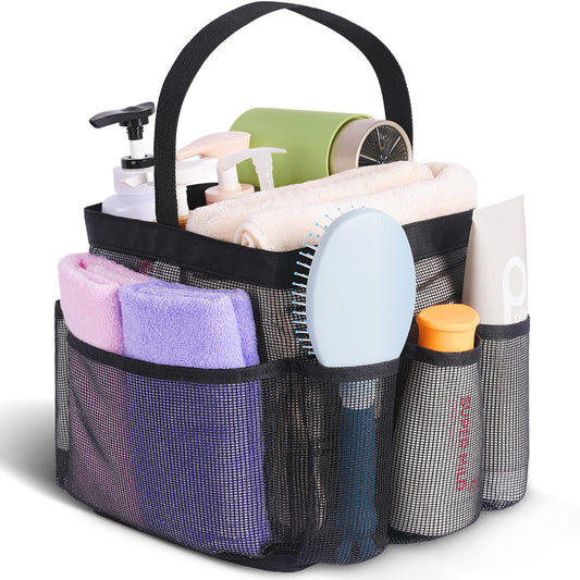Mesh Shower Caddy Portable for College Dorm Room Essentials, 8-Pocket Large Capacity for Beach, Swimming, Gym, Travel