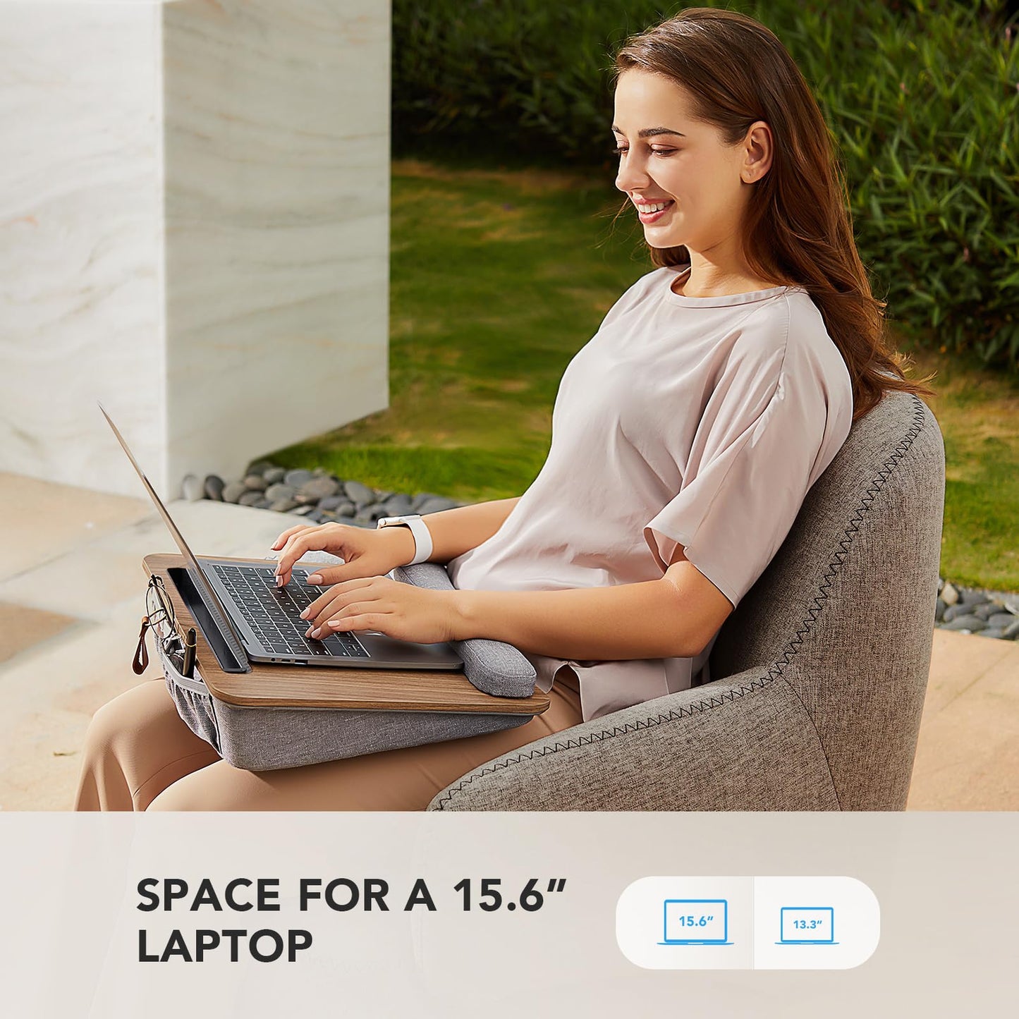 Lap Desk with Pillow Cushion, Fits up to 15.6" Laptop