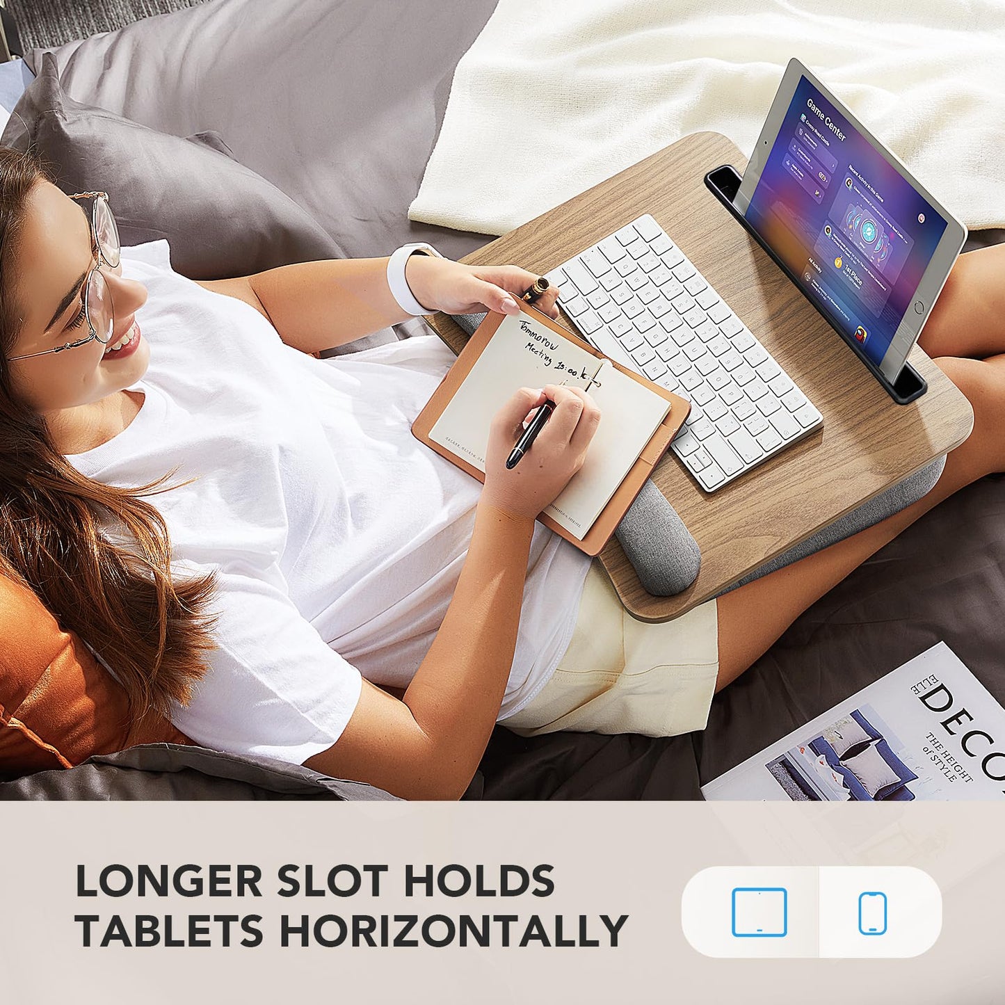 Lap Desk with Pillow Cushion, Fits up to 15.6" Laptop