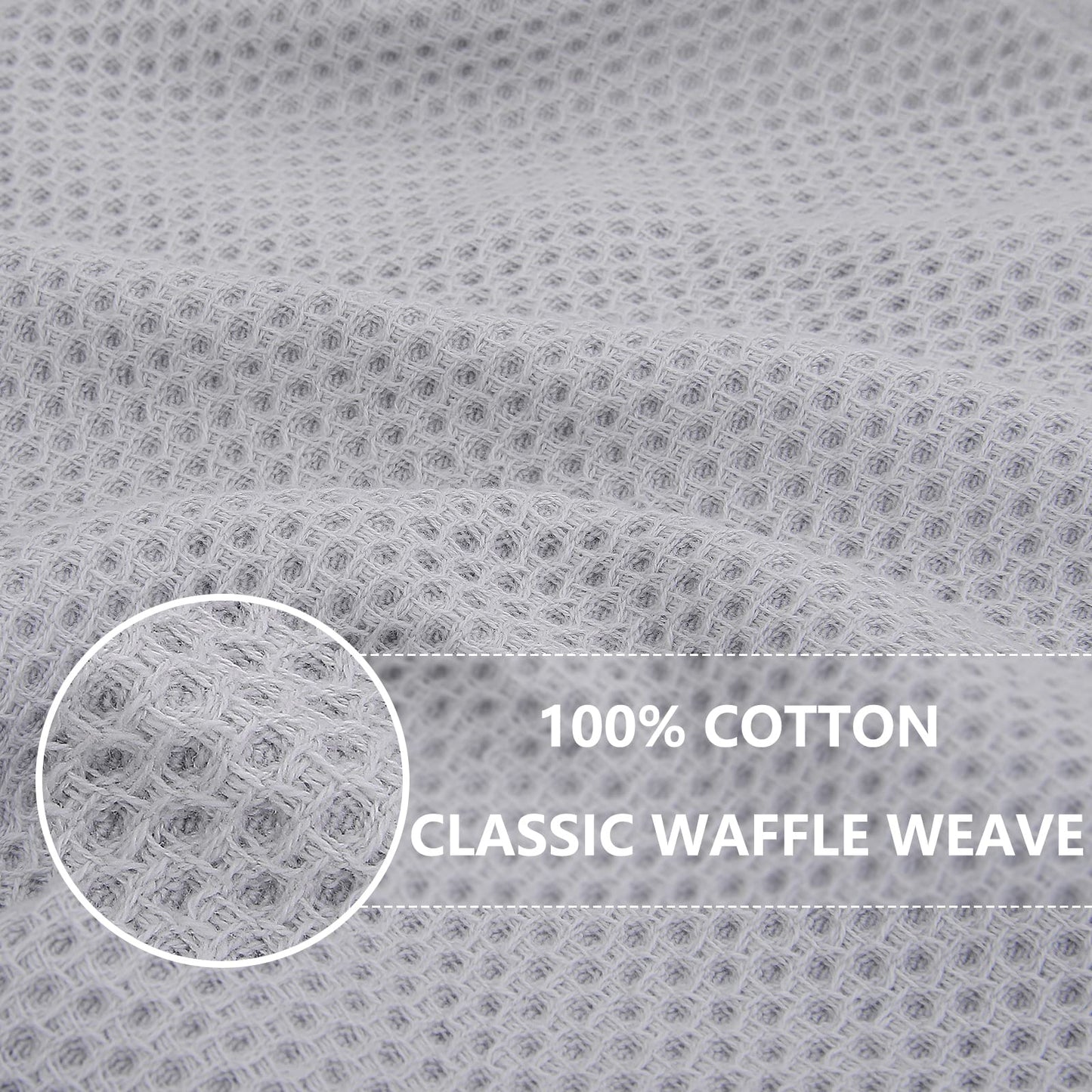Homaxy 100% Cotton Waffle Weave Kitchen Dish Cloths, Ultra Soft Absorbent Quick Drying Dish Towels, 12x12 Inches, 6-Pack, Light Gray