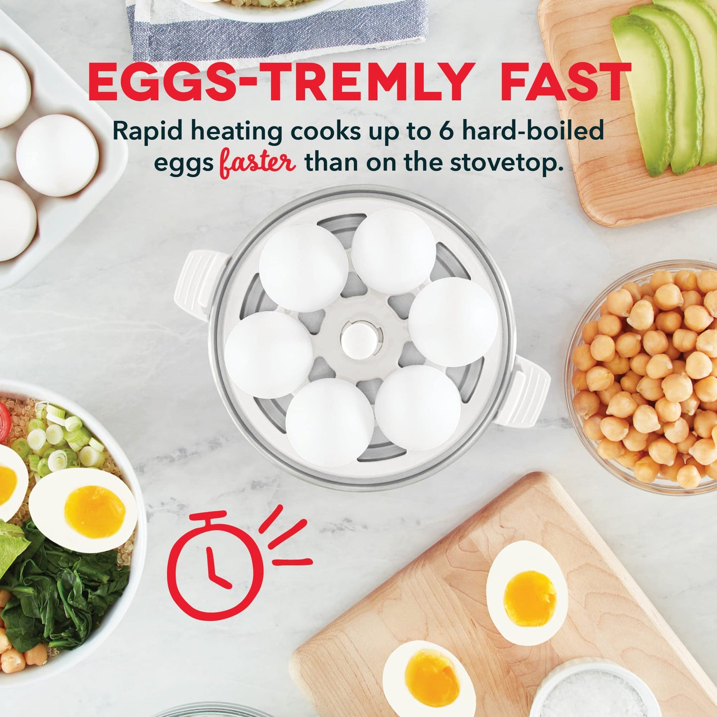 DASH Rapid Egg Cooker: 6 Egg Capacity Electric Egg Cooker for Hard Boiled Eggs, Poached Eggs, Scrambled Eggs, or Omelets with Auto Shut Off Feature - Yellow