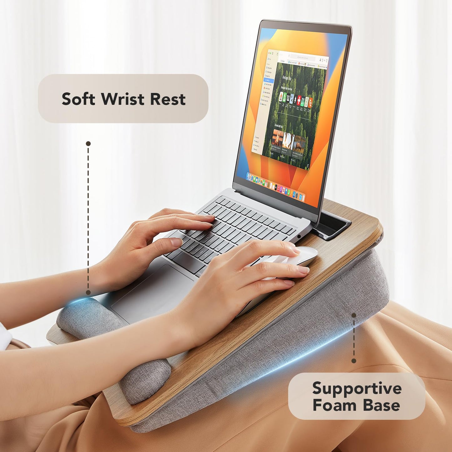 Lap Desk with Pillow Cushion, Fits up to 15.6" Laptop