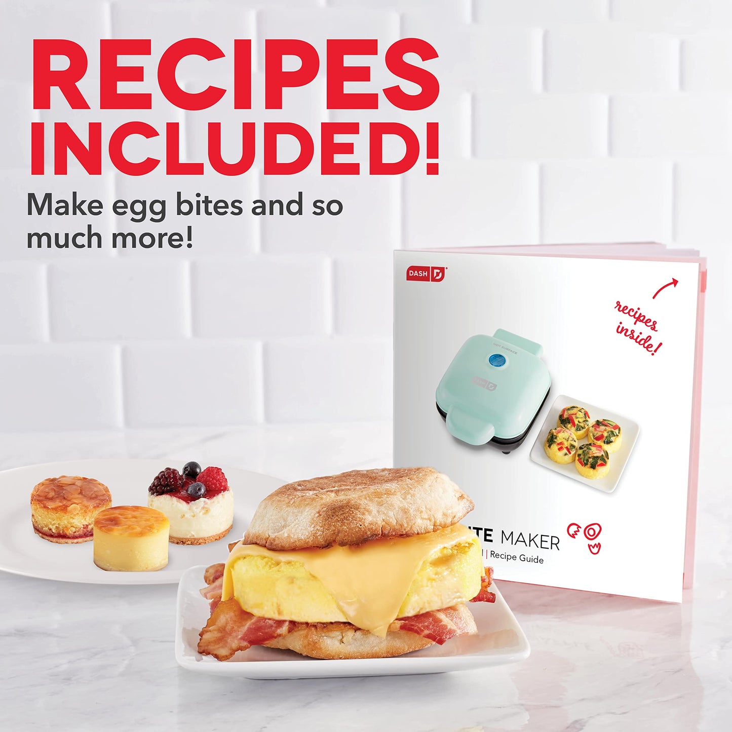 DASH Deluxe Sous Vide Style Egg Bite Maker with Silicone Molds for Breakfast Sandwiches, Healthy Snacks or Desserts, Keto & Paleo Friendly, (1 large, 4 mini) - Aqua