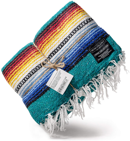 Boho Mexican Blanket - Authentic Handwoven Yoga & Outdoor Blanket