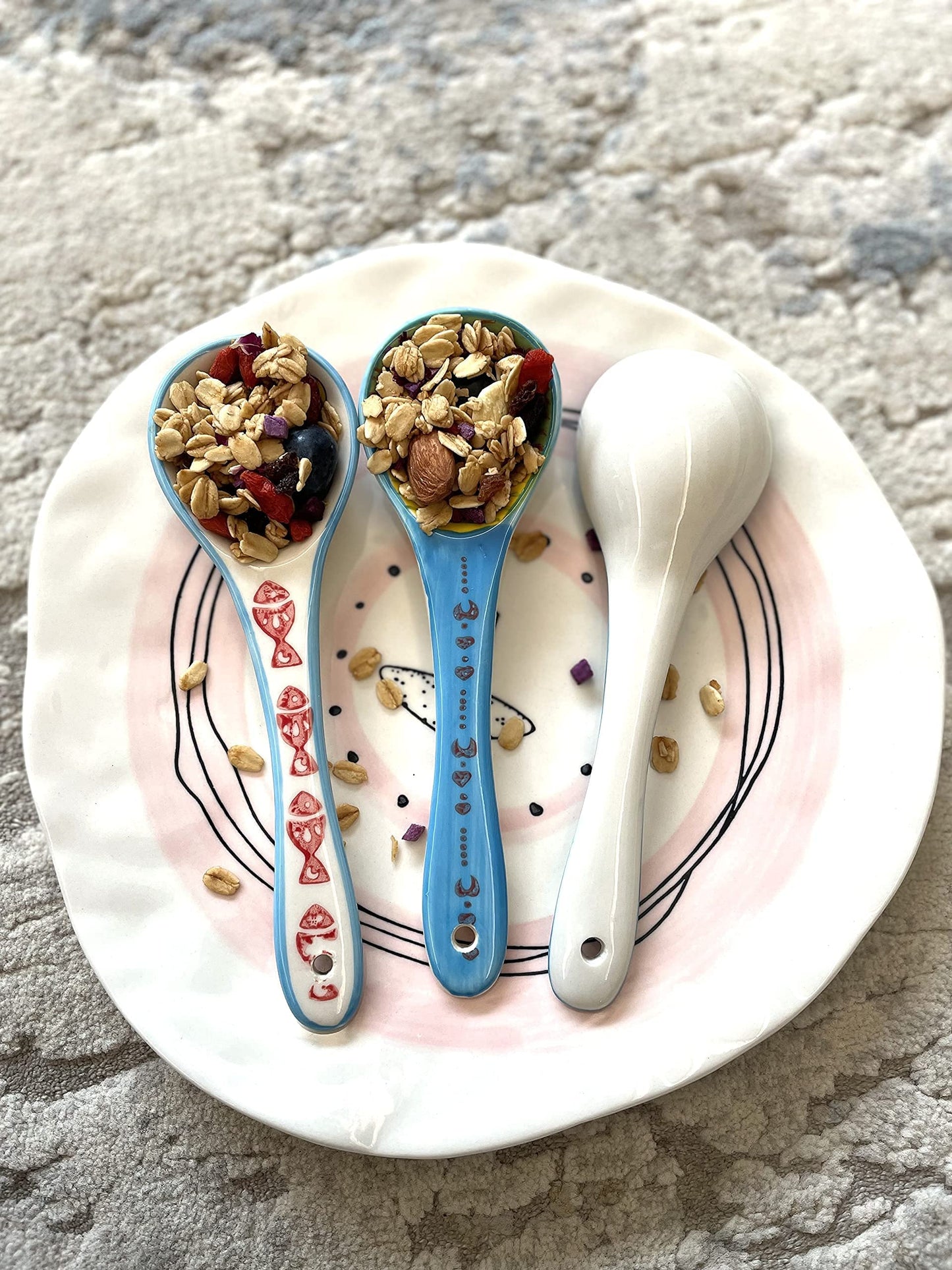 heart & home Ceramic Spoons Set of 6, Soup Spoons, Ceramic Spoons for Soup, 6-1/2" L, Multicolor