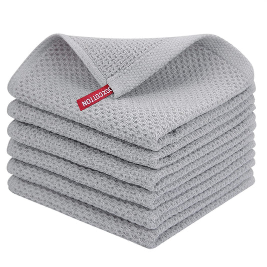 Cotton Kitchen Dish Cloths - Soft & Absorbent, 12x12 Inches, 6-Pack