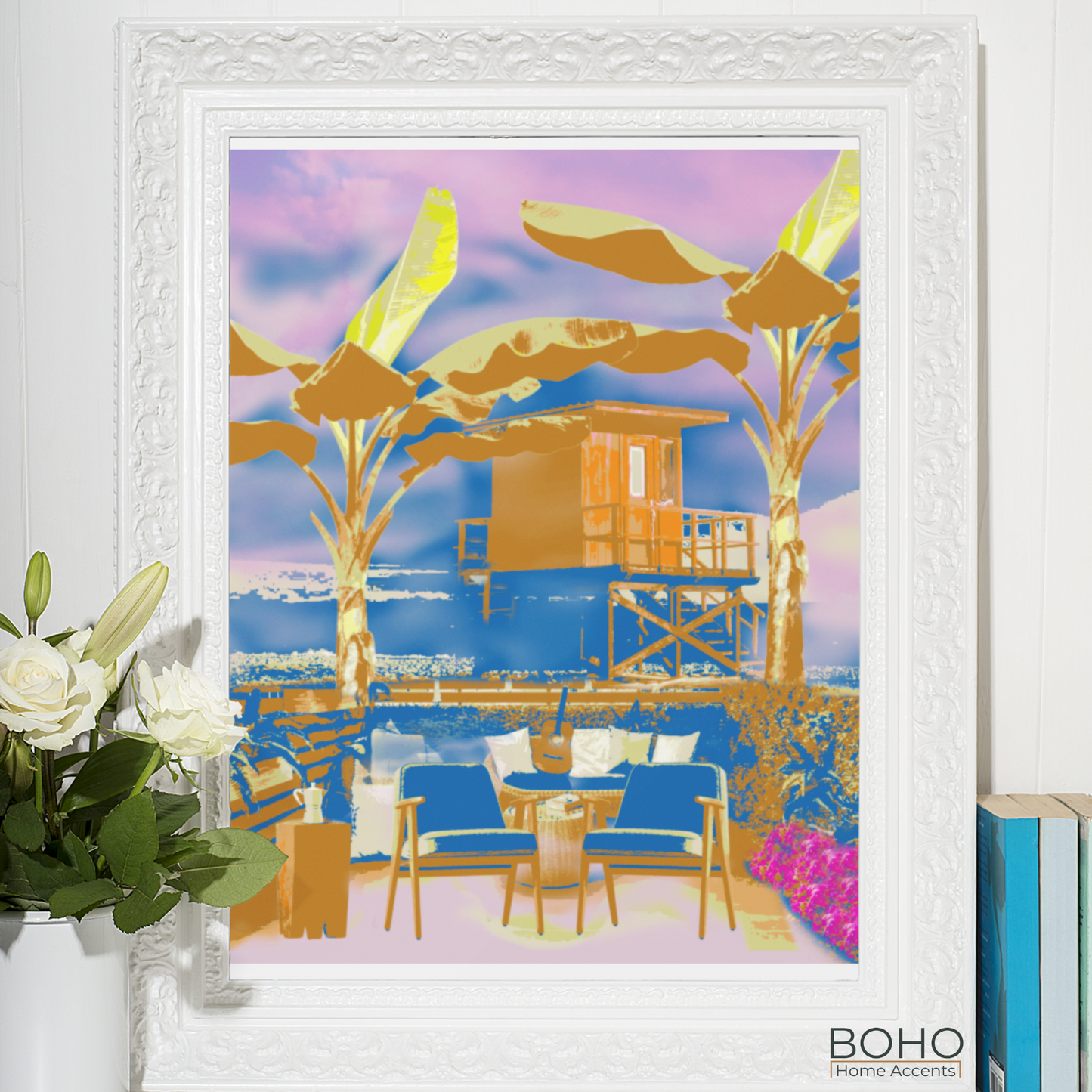 Wall Art, Tropical Casita Art Print - Wall Decoration, 10x8, Bohemian Art Poster, Artwork Home Décor | Boho Home Accents