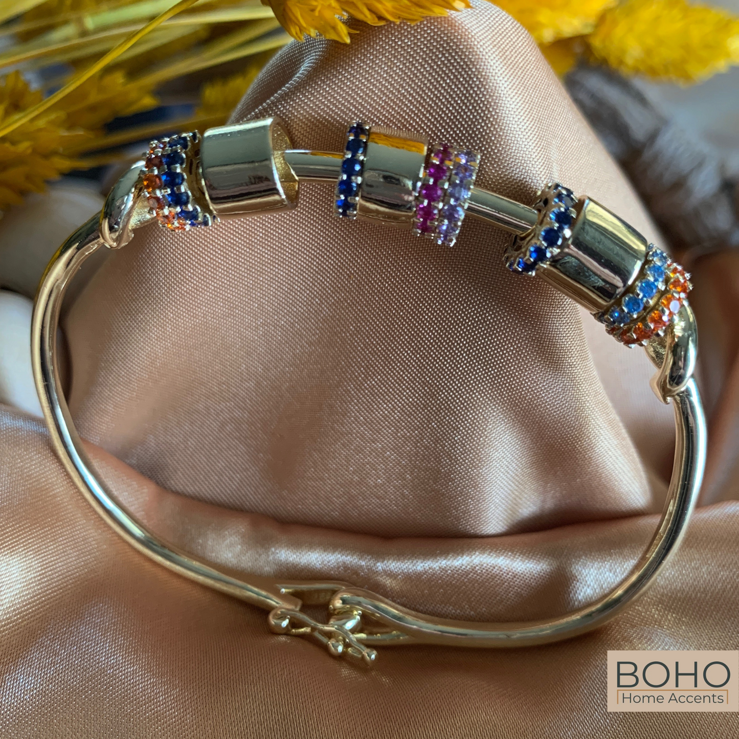 Free-spirited Bracelet - gold stainless steel bracelet, Zircon, pulsera oro plateado, Size 6.5-7 inch | Boho Home Accents